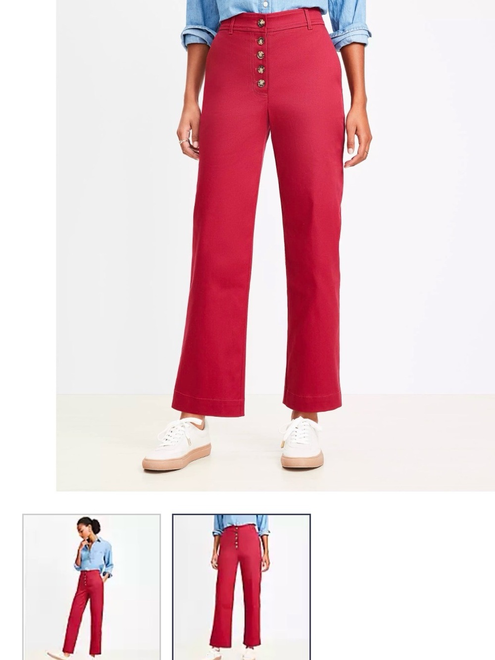 LOFT Wide Leg Pants — Raspberry